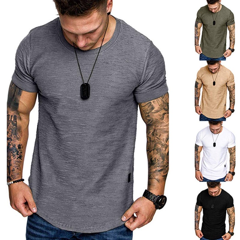 Uni Clau Fashion Mens T Shirt Muscle Gym Workout Athletic Shirt Cotton Tee Shirt Top X-Large - Image 4